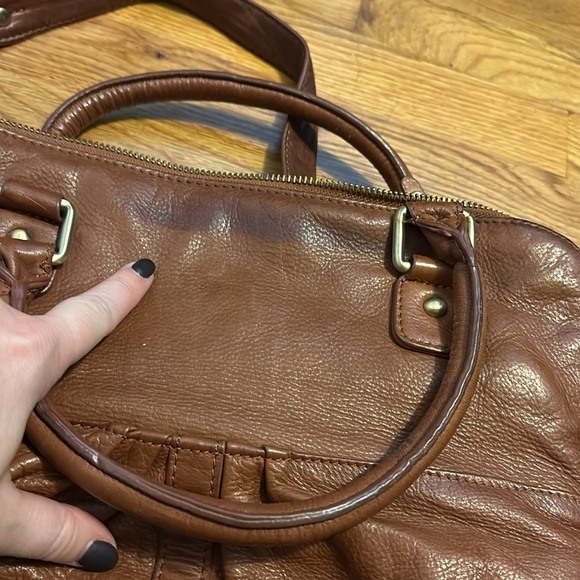 Sabina Fold Over Chain Metal Leather Brown Crossbody Boho Purse Bag Retro - Picture 6 of 13